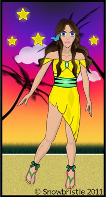 Flower style dress up game yellow dress